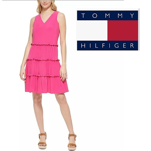 Tommy Hilfiger Dresses & Skirts - NWT Tommy Hilfiger Tiered Mini Sleeveless Shift Dress Hibiscus 8